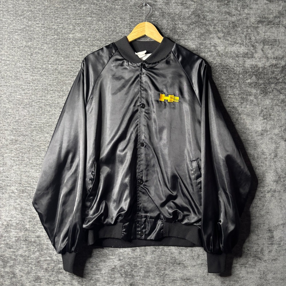 Vintage Hummer H2 Satin Bomber Jacket Black Embroidered XL Automotive Promo